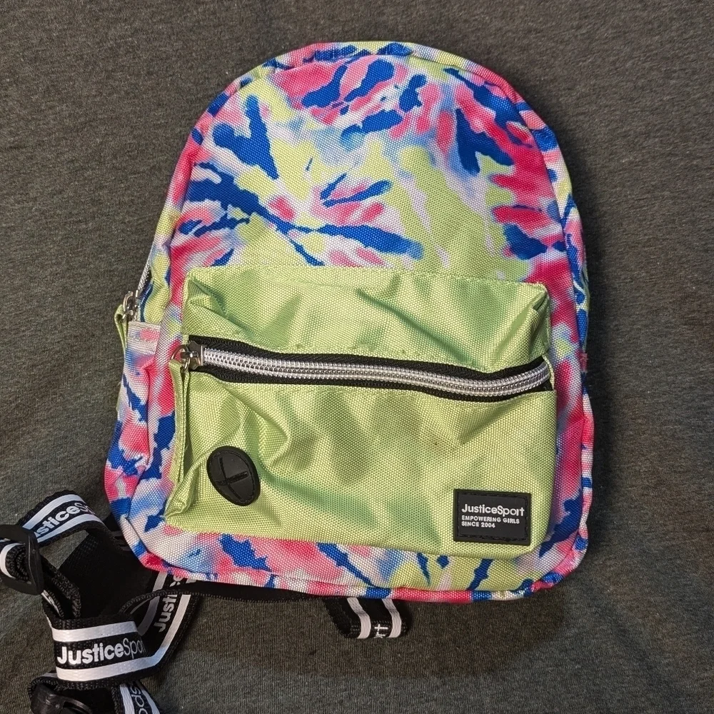Justice mini tye-dye bag with cool striped straps, - Picture 2 of 12
